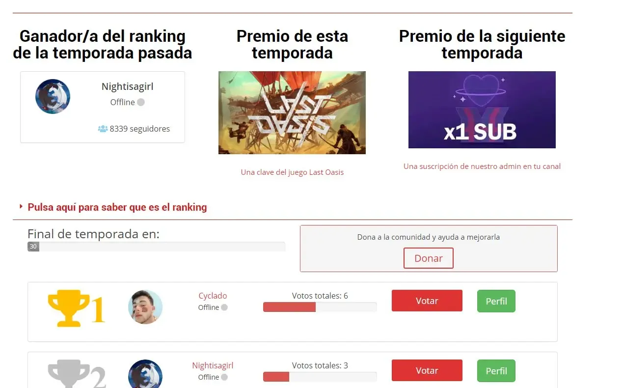 Página del Ranking Página del Ranking